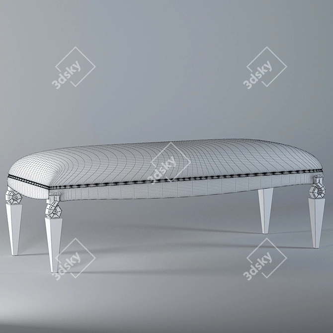 Graceful Bench with Carved Nuggets 3D model image 2