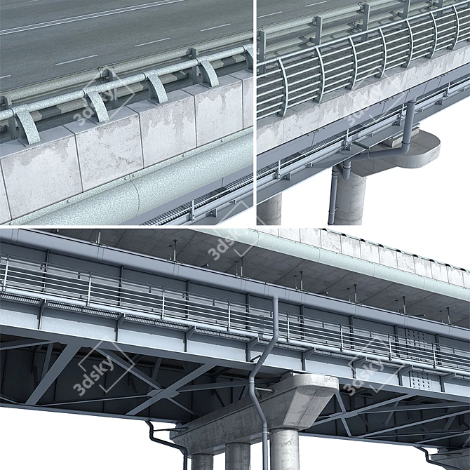 Dual Support Motor-Road Bridge 3D model image 3