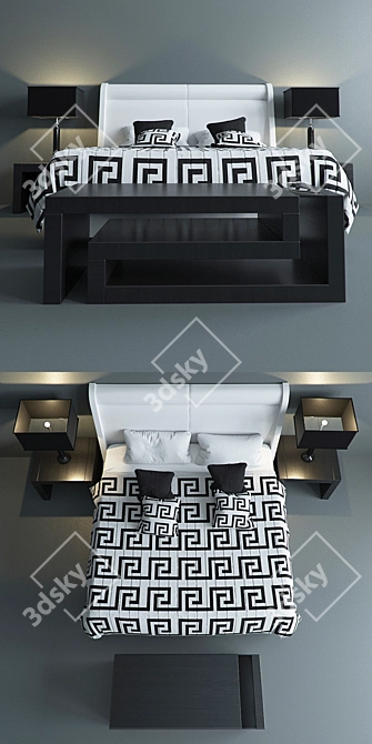 Luxury Versace Bed Set - Complete Bedroom Collection 3D model image 3