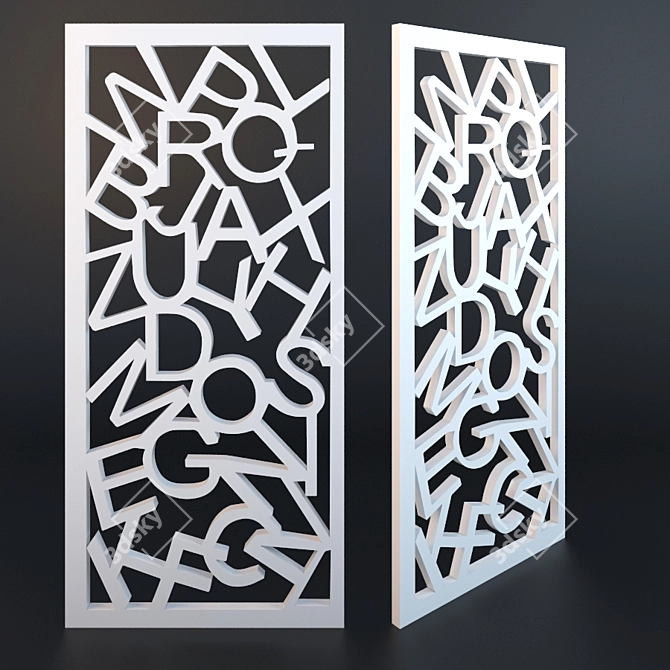 Elegant Carved MDF Partition 3D model image 1