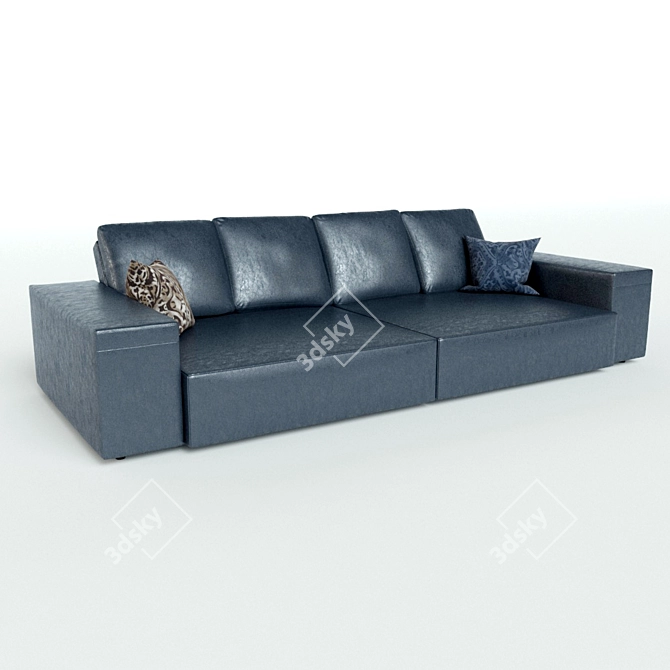 Sleek Leather Sofa: L105cm W250cm H67cm 3D model image 1