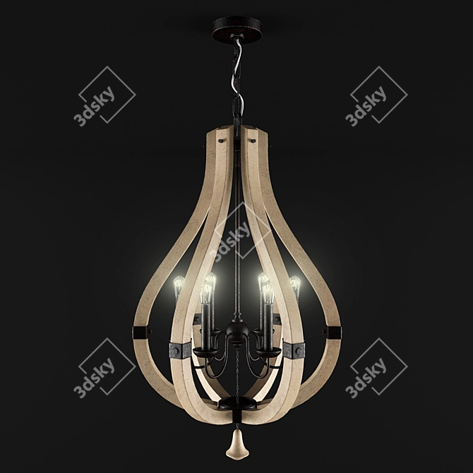 Elegant Middlefield Chandelier: 6 Candlelights 3D model image 1