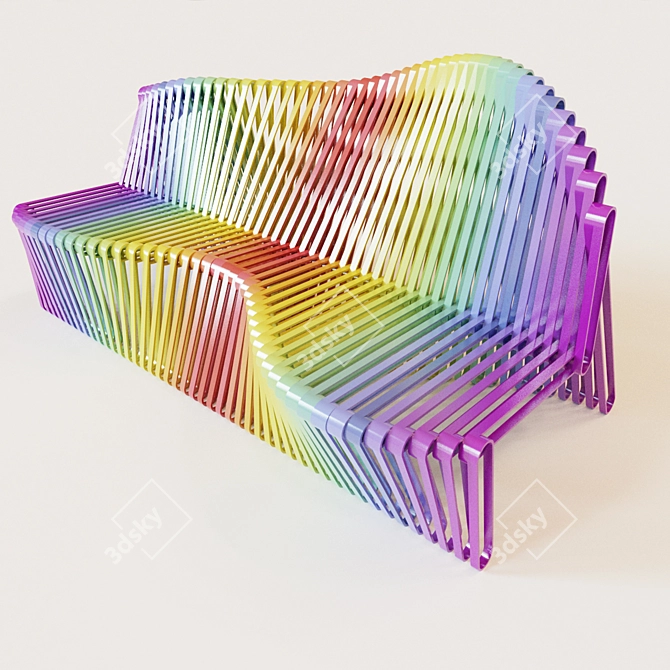Rainbow Spring Metal Bench 3D model image 3