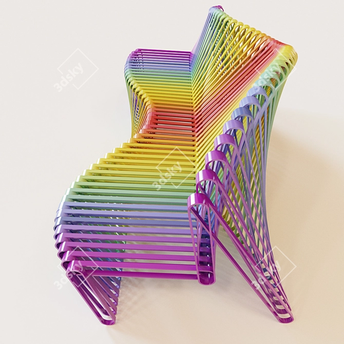 Rainbow Spring Metal Bench 3D model image 1