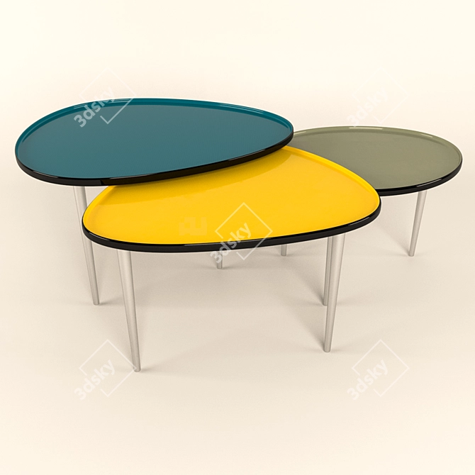 Elegant Egg-shaped Side Table 3D model image 1