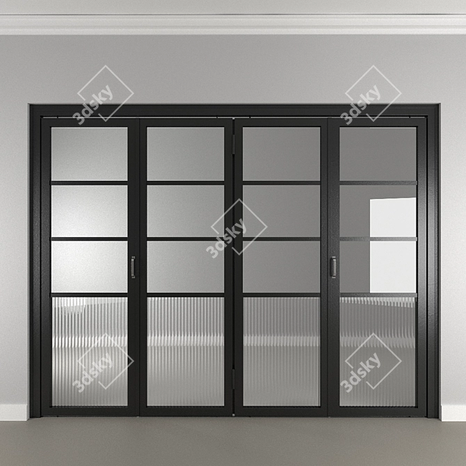 Steel-Style Foldable Entry Door 3D model image 1