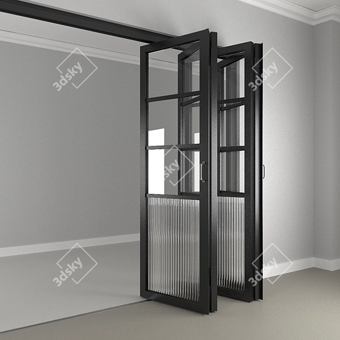 Steel-Style Foldable Entry Door 3D model image 2