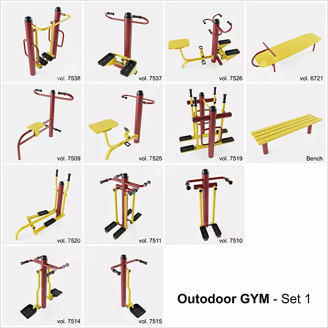 Outdoor Fitness Set 3D model image 1