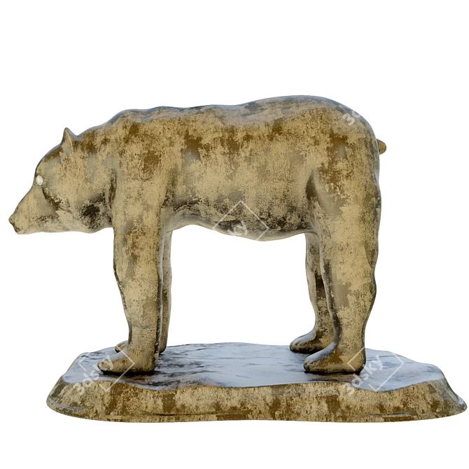 Rustic StoneBear Sculpture 3D model image 2