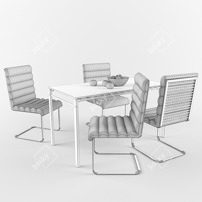 Elegant Table and Chair Set 3D model image 3