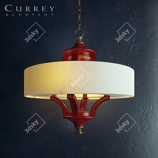 Shanghai Red Chinese Chandelier - Currey & Company 3D model image 1