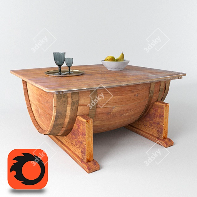 Whiskey Barrel Coffee Table 3D model image 1