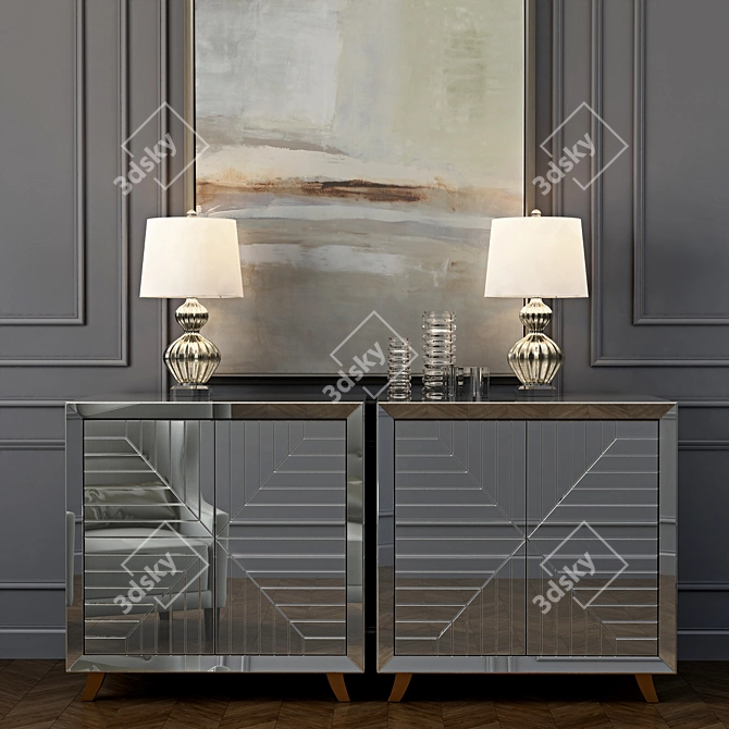 Sylvia Cabinet Set: Table Lamp, Artwork 3D model image 2