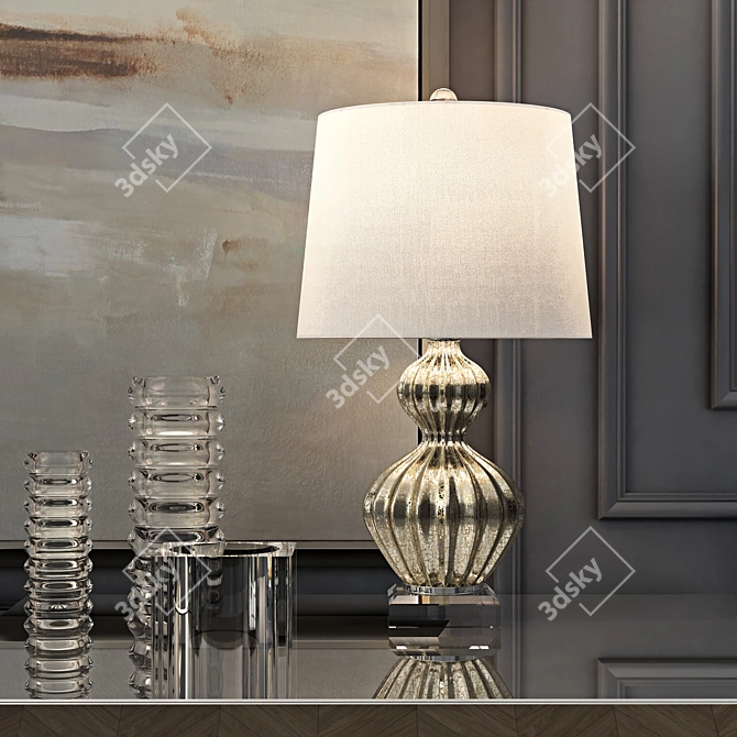 Sylvia Cabinet Set: Table Lamp, Artwork 3D model image 3