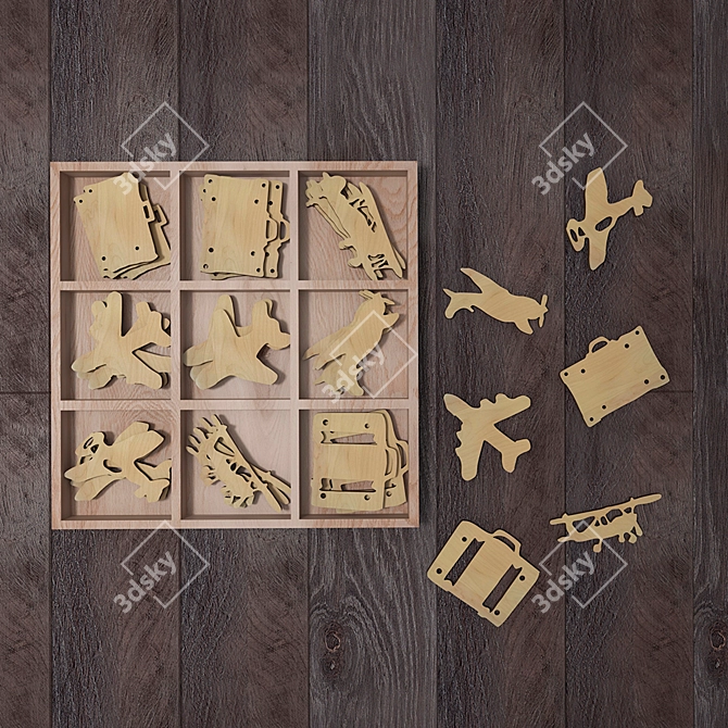 Wooden Airplane Figurines 3D model image 1