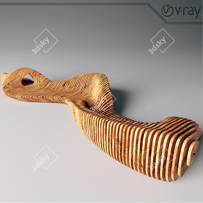 Parametric Wood Bench 3D model image 2