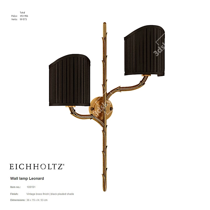 EICHHOLTZ Leonard Wall Lamp 3D model image 1