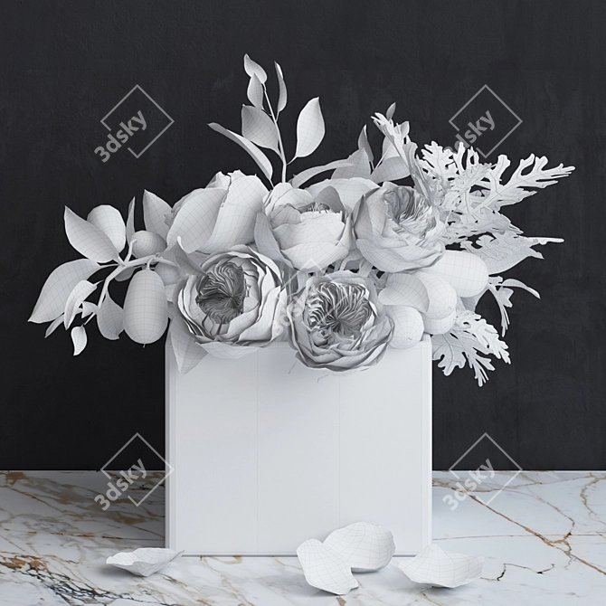 Austin's Rose Bouquet with Kumquat and Dusty Miller 3D model image 3