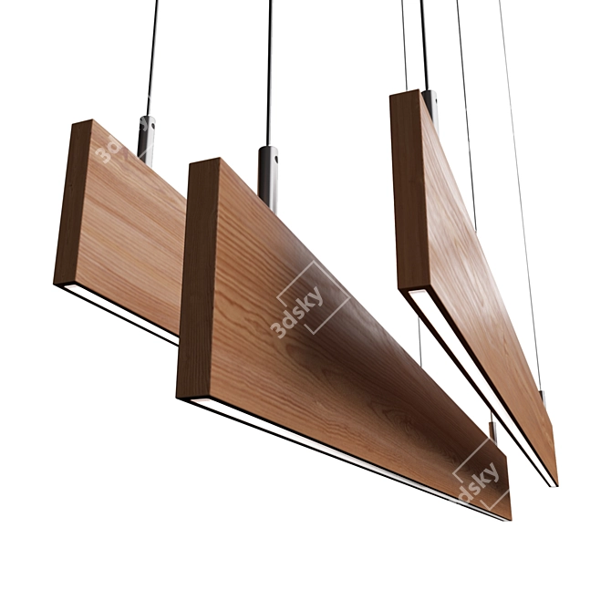 Artisanal Oak LED Lamp 3D model image 2