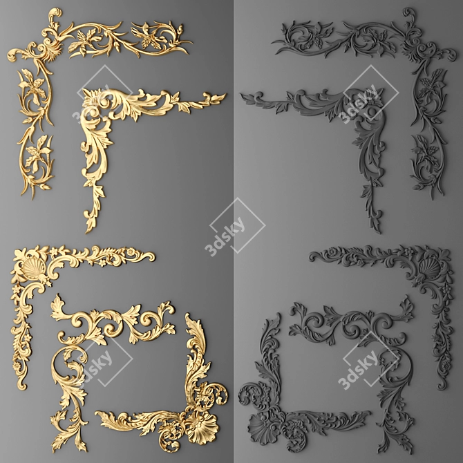 Elegant Stucco Set 3D model image 1