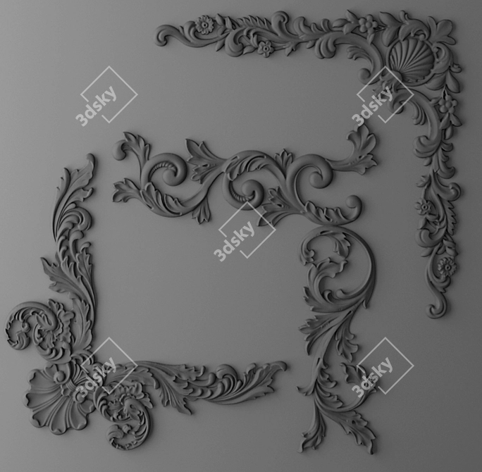 Elegant Stucco Set 3D model image 3