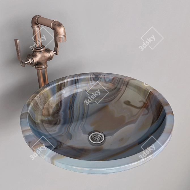 Sleek Ceramic Washbasins 3D model image 1