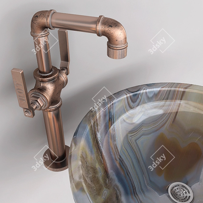 Sleek Ceramic Washbasins 3D model image 2