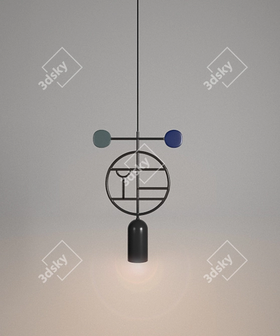 Abstract Metal Pendant Lamp 3D model image 2