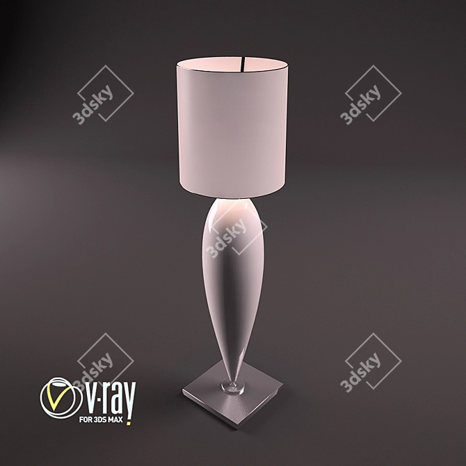 Title: Sleek Chrome Floor Lamp 3D model image 2