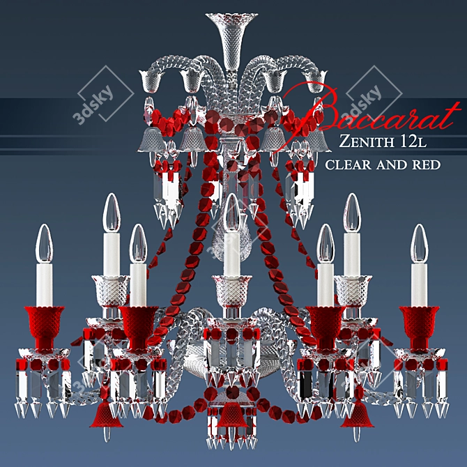 Baccarat Zenith 12L: Elegant Red & Clear 3D model image 2