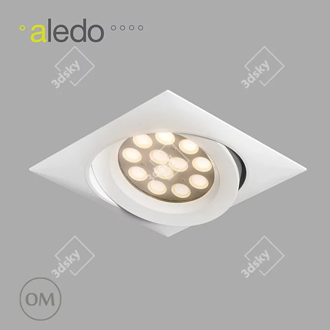 Square 15W LED Downlight 3D model image 1