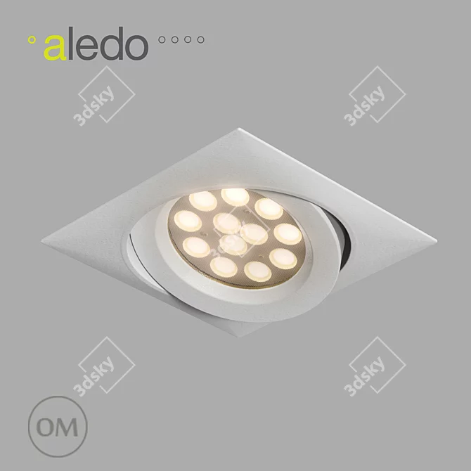 Square 15W LED Downlight 3D model image 3