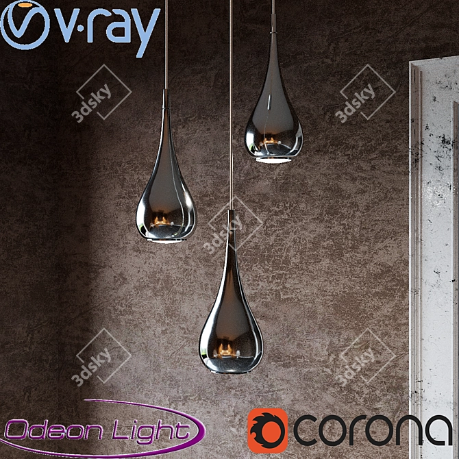 Modern Chrome Pendant Light | DROP Odeon Light 2905/1 3D model image 1