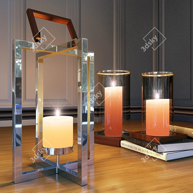 Elegant Pottery Barn Candle Holders 3D model image 1