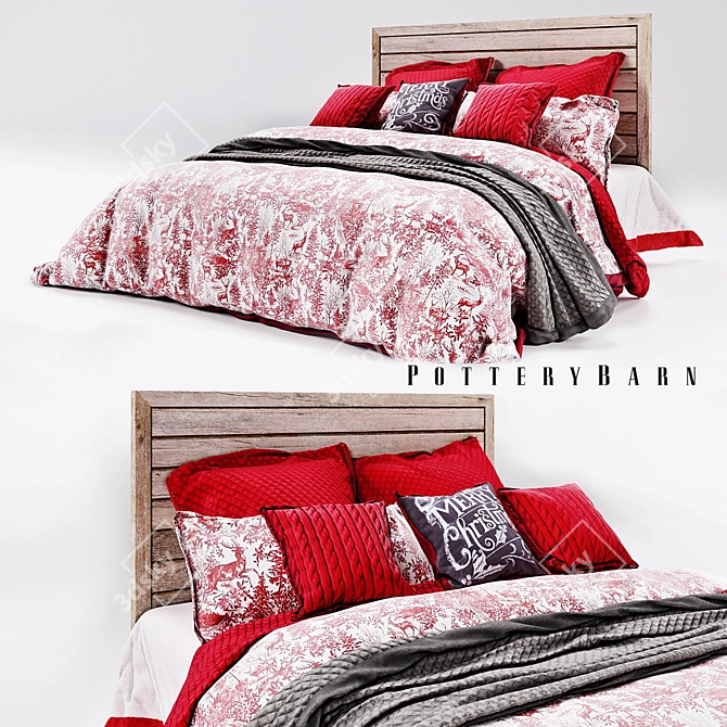 Winter Wonderland Toile Bedding 3D model image 1