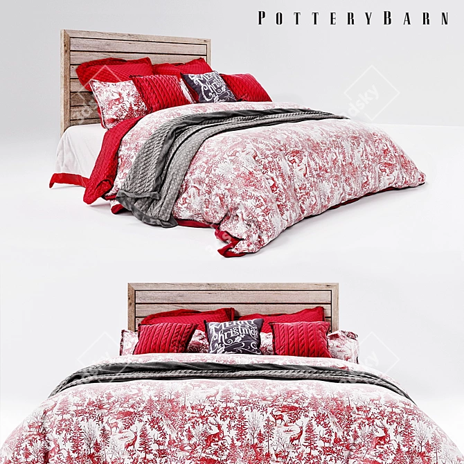 Winter Wonderland Toile Bedding 3D model image 2