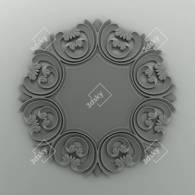 Classic Carved Round Mirror - Elegant Home Decor (50 characters) 3D model image 2