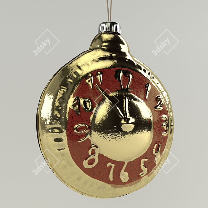 Vintage Christmas Clock Ornament 3D model image 1