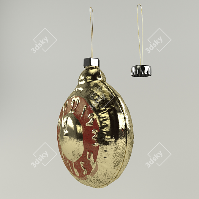 Vintage Christmas Clock Ornament 3D model image 3