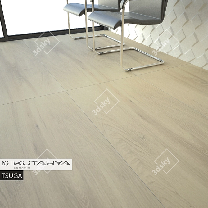 Kutahya Tsuga Ceramic Tiles: Bone, Noce, Oak | Indoor/Outdoor, Cladding 3D model image 2