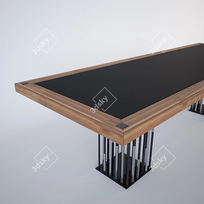 Elegant Walnut & Glass Dining Table 3D model image 3