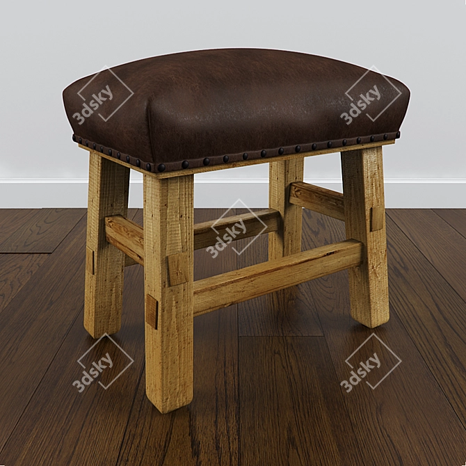 Pottery Barn Caden Leather Stool - Stylish and Functional 3D model image 1