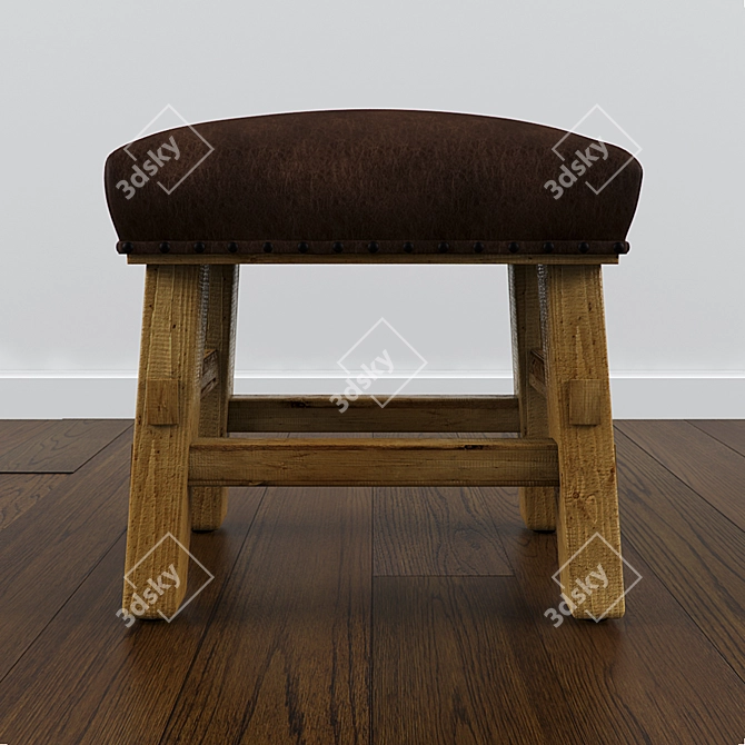 Pottery Barn Caden Leather Stool - Stylish and Functional 3D model image 2