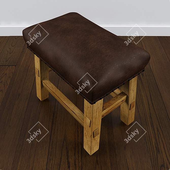 Pottery Barn Caden Leather Stool - Stylish and Functional 3D model image 3