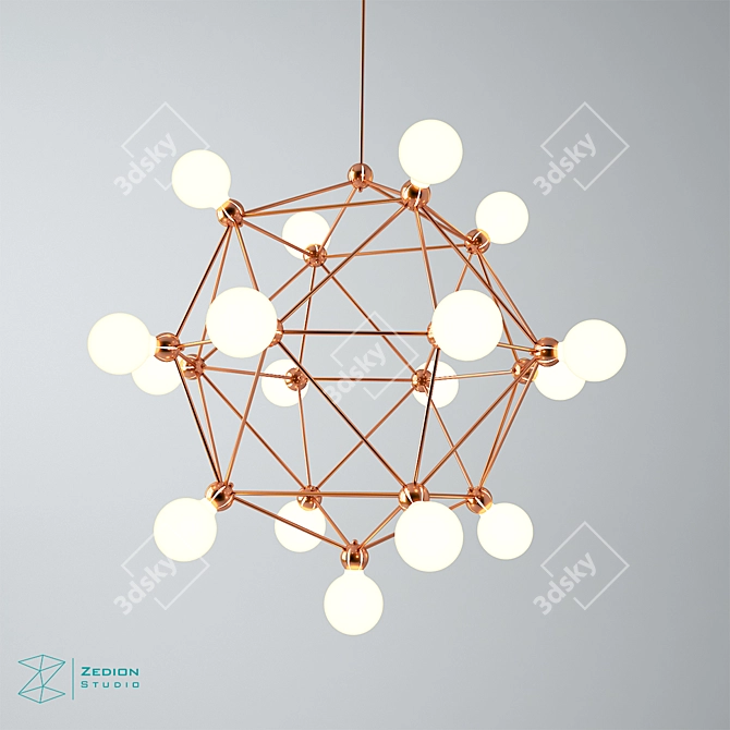 Modern Zed Ceiling Lamp 3D model image 1