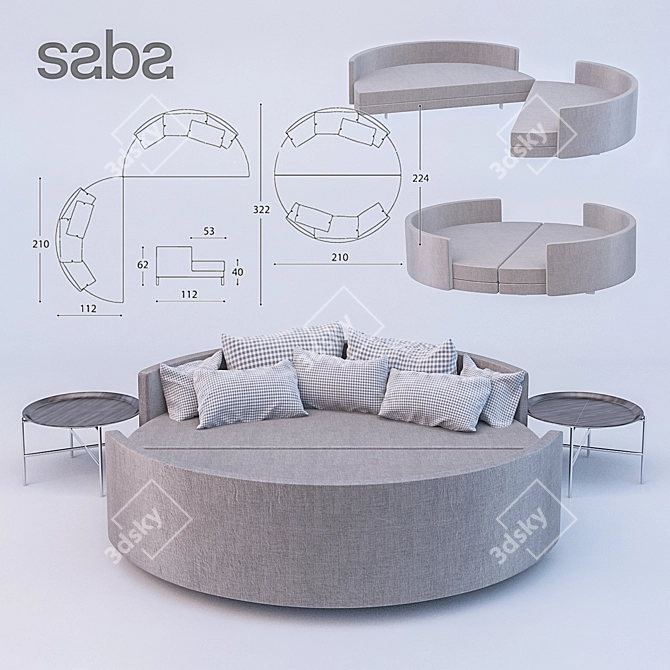 Title: Saba Italia Scoop Tondo Modern Sofa Bed 3D model image 1
