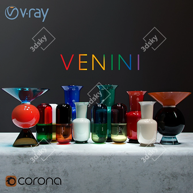 Title: Venini Vases Collection - Beautifully Designed & Versatile 3D model image 1