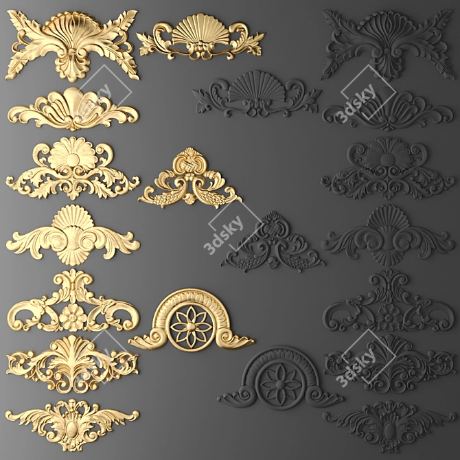 Stylish Stucco Set 3D model image 1