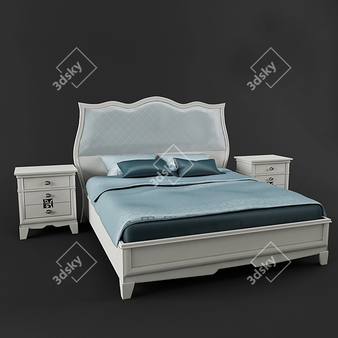 Classic Italian Bed Set 3D model image 1