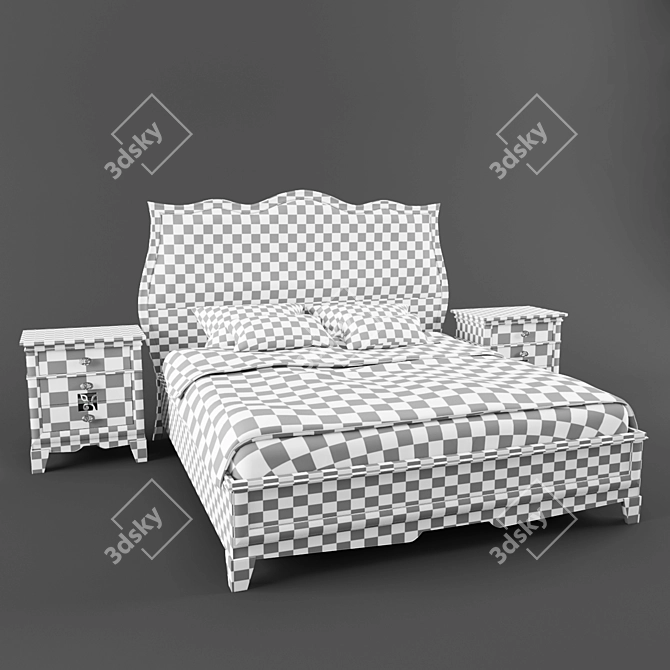 Classic Italian Bed Set 3D model image 2